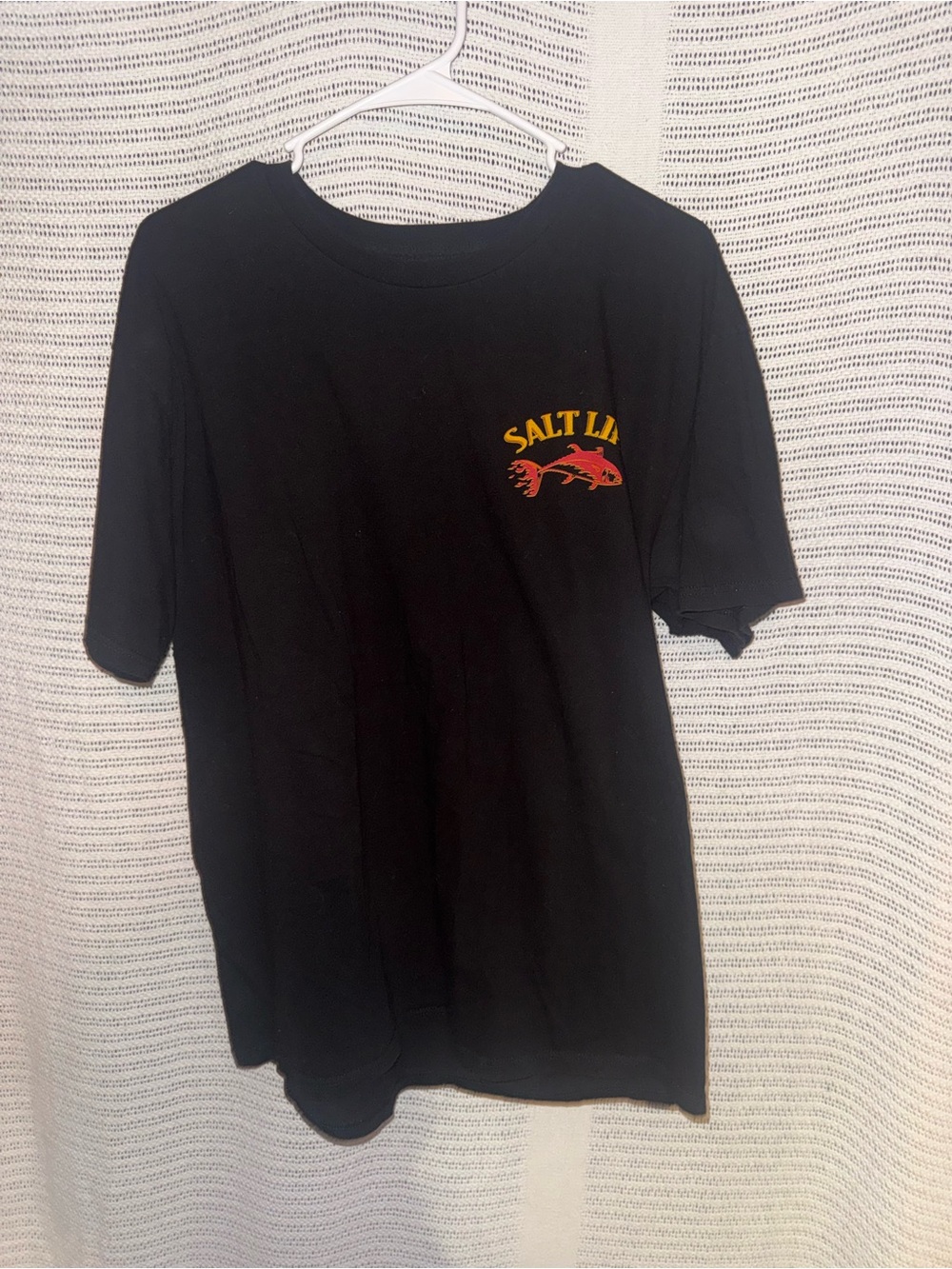 Salt Life Black Tee with Yellow & Red Fish Logo
